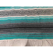 Load image into Gallery viewer, Mexican Striped Blanket - Handmade Colorful Ethnic Shawl, Yoga Cover, Picnic Towel, Beach Throw with Tassels
