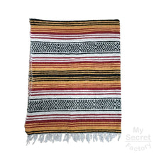 Load image into Gallery viewer, Mexican Striped Blanket - Handmade Colorful Ethnic Shawl, Yoga Cover, Picnic Towel, Beach Throw with Tassels
