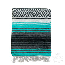 Load image into Gallery viewer, Mexican Striped Blanket - Handmade Colorful Ethnic Shawl, Yoga Cover, Picnic Towel, Beach Throw with Tassels
