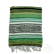 Load image into Gallery viewer, Mexican Striped Blanket - Handmade Colorful Ethnic Shawl, Yoga Cover, Picnic Towel, Beach Throw with Tassels
