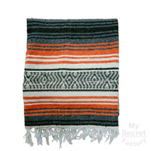 Load image into Gallery viewer, Mexican Striped Blanket - Handmade Colorful Ethnic Shawl, Yoga Cover, Picnic Towel, Beach Throw with Tassels
