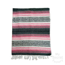 Load image into Gallery viewer, Mexican Striped Blanket - Handmade Colorful Ethnic Shawl, Yoga Cover, Picnic Towel, Beach Throw with Tassels
