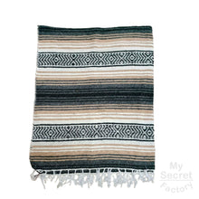 Load image into Gallery viewer, Mexican Striped Blanket - Handmade Colorful Ethnic Shawl, Yoga Cover, Picnic Towel, Beach Throw with Tassels
