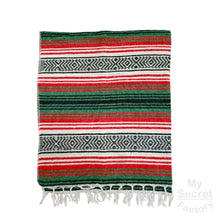 Load image into Gallery viewer, Mexican Striped Blanket - Handmade Colorful Ethnic Shawl, Yoga Cover, Picnic Towel, Beach Throw with Tassels
