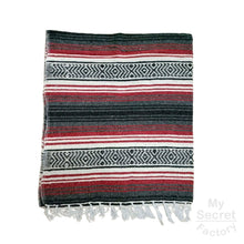 Load image into Gallery viewer, Mexican Striped Blanket - Handmade Colorful Ethnic Shawl, Yoga Cover, Picnic Towel, Beach Throw with Tassels
