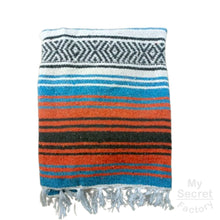 Load image into Gallery viewer, Mexican Striped Blanket - Handmade Colorful Ethnic Shawl, Yoga Cover, Picnic Towel, Beach Throw with Tassels

