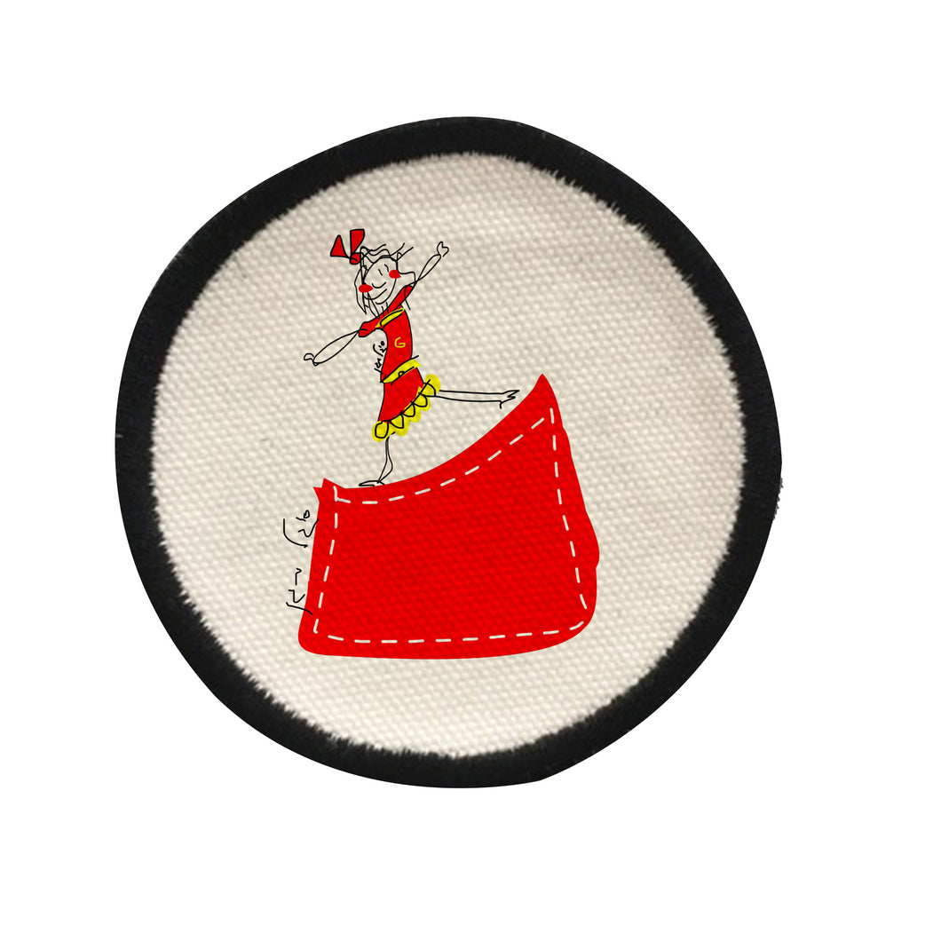 Red Pocket Girl Patches Circle
